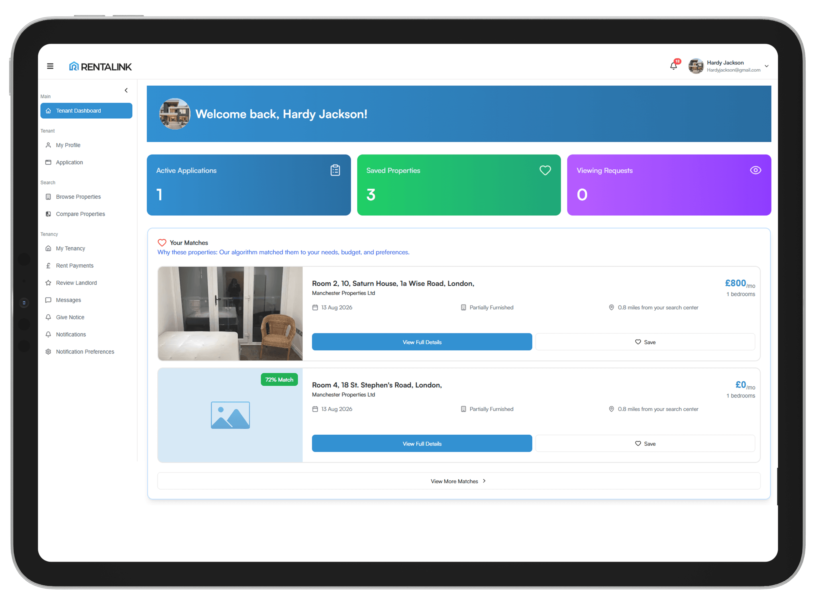 Tenant Dashboard